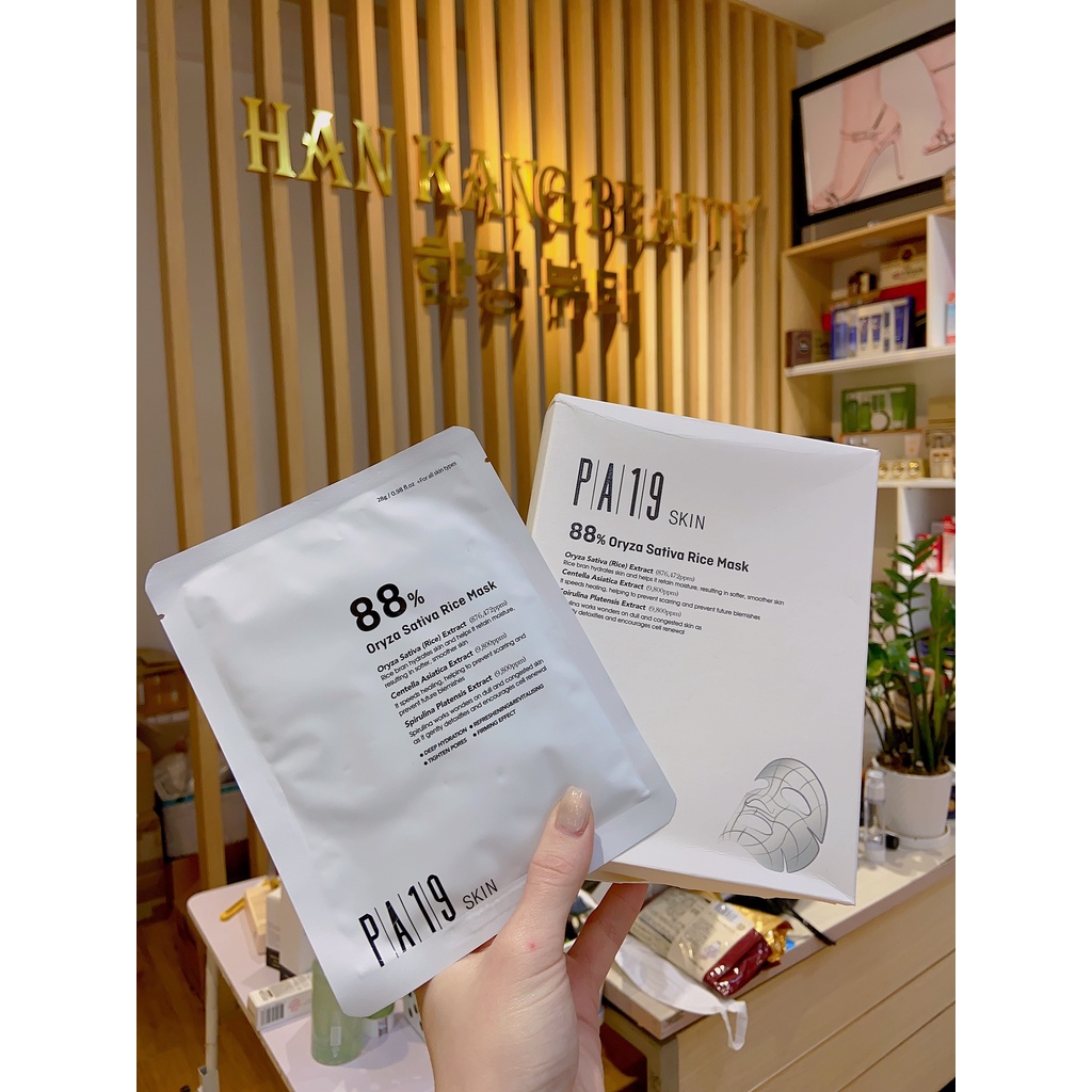 Mặt nạ giấy cấp ẩm, tái tạo, trắng da, se khít lỗ chân lông PA19 Skin 88% Oryza Sativa Rice Mask