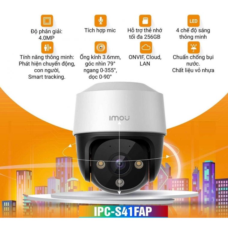 CAMERA IMOU IPC-S41FAP -Tích hợp mic- Phát Hiện Người-Chế độ ban đêm thông minh -Chống ngược sáng -TQT SMART