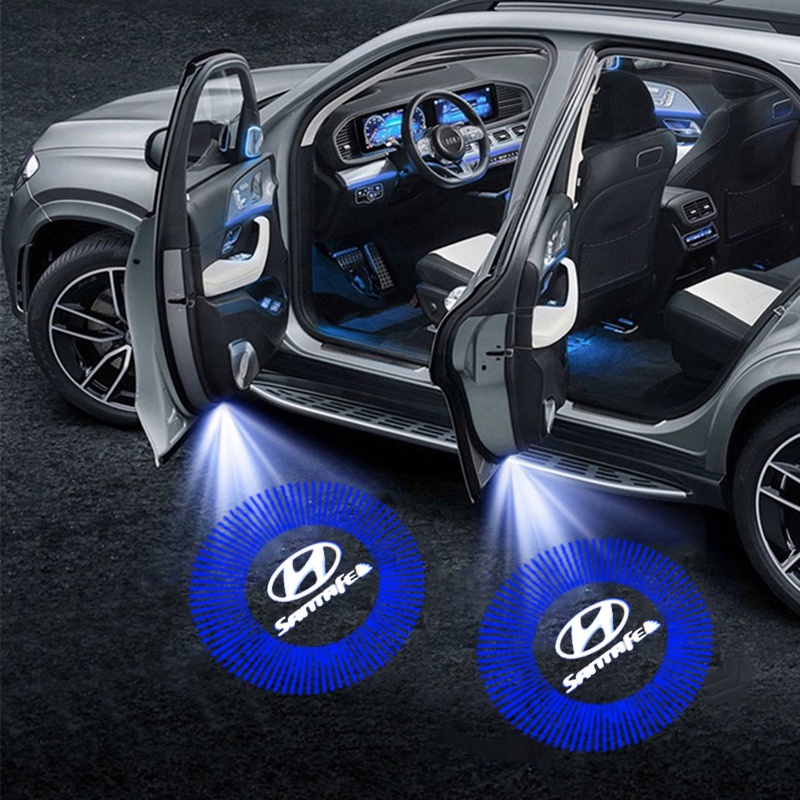 2 Đèn Led Chào Mừng Gắn Cửa Xe Hơi Cho Hyundai Santafe