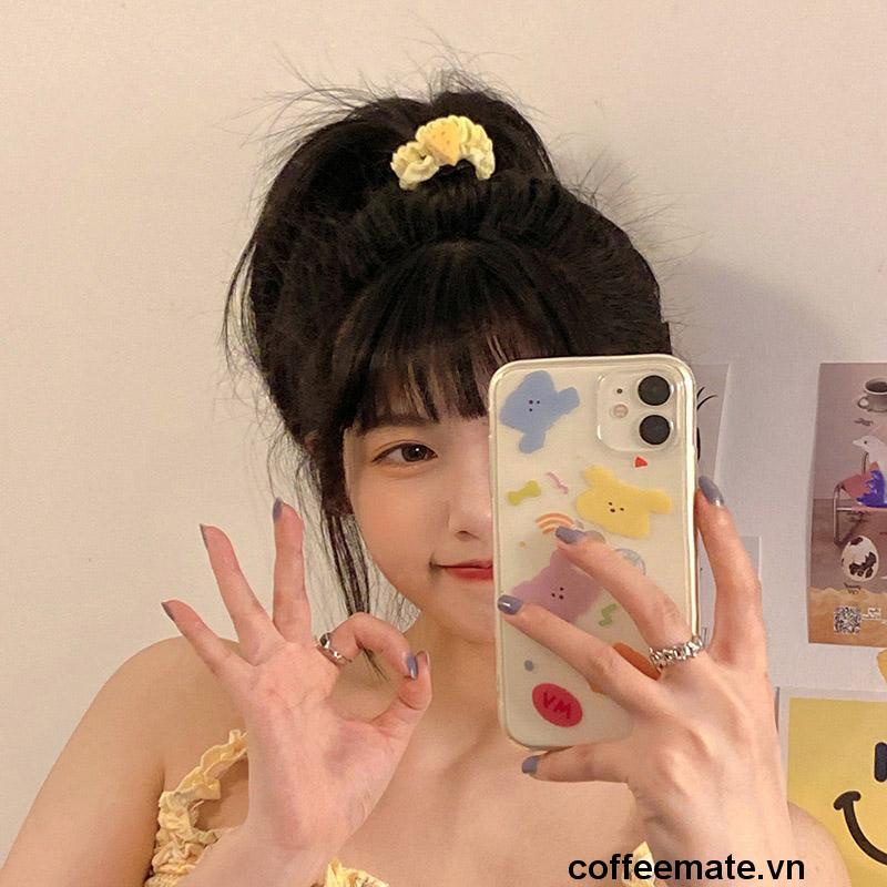 ⚡Dây Cột Tóc Cỡ Lớn Họa Tiết Hoạt Hình Phô Mai Dễ Thương Cho Nữ