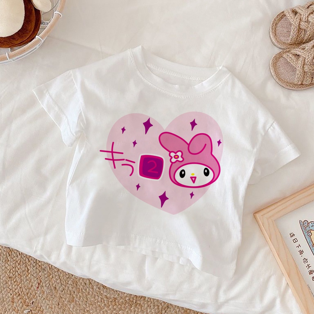 Melody CartoonFashion Áo thun Kawaii Girls Áo thun trắng