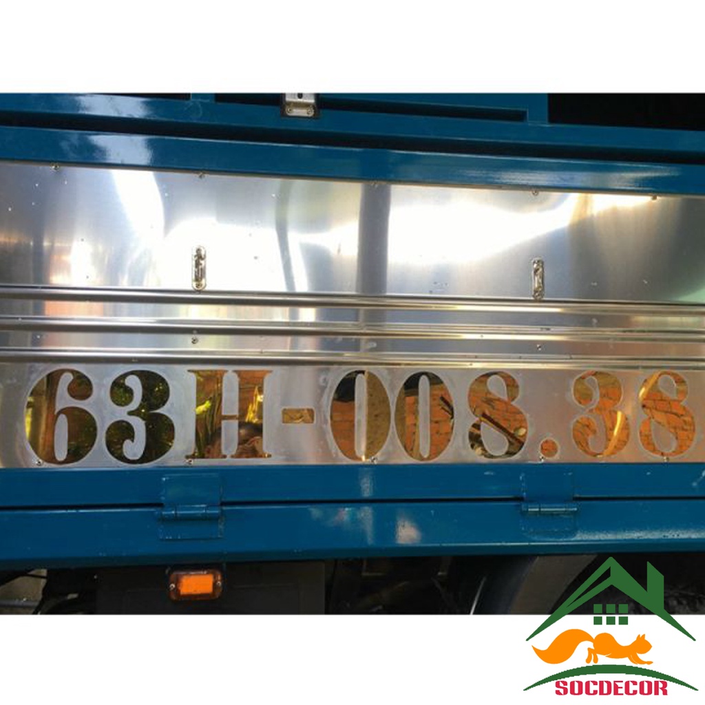 Biển Số Nổi Alu Gương Vàng Dán Xe Tải,Trang Trí Xe Tải,Biển Số Dán Thùng Xe.Cắt Theo Yêu Cầu.Socdecor
