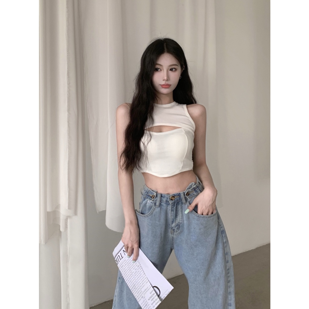 DUNEA Áo Tank Top Cổ Tròn Có Mút Đệm Quyến Rũ Dành Cho Nữ