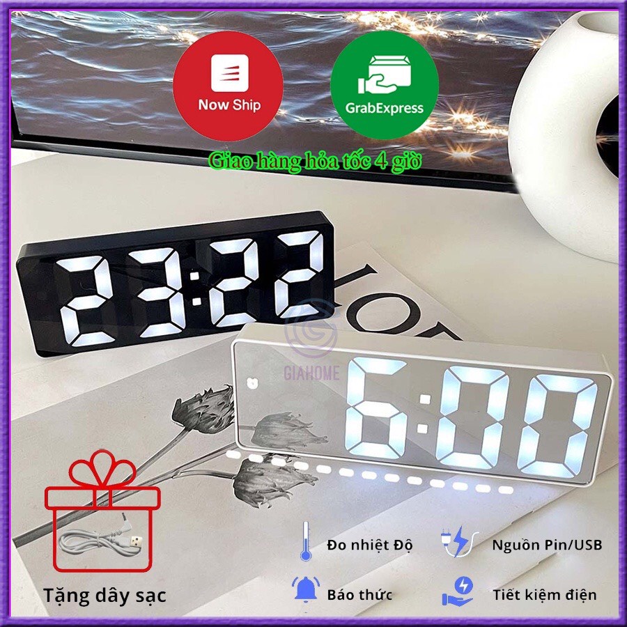 Đồng hồ để bàn thông minh, đồng hồ led hiển thị thời gian, nhiệt độ, hẹn giờ, cảm biến ánh sáng tự động
