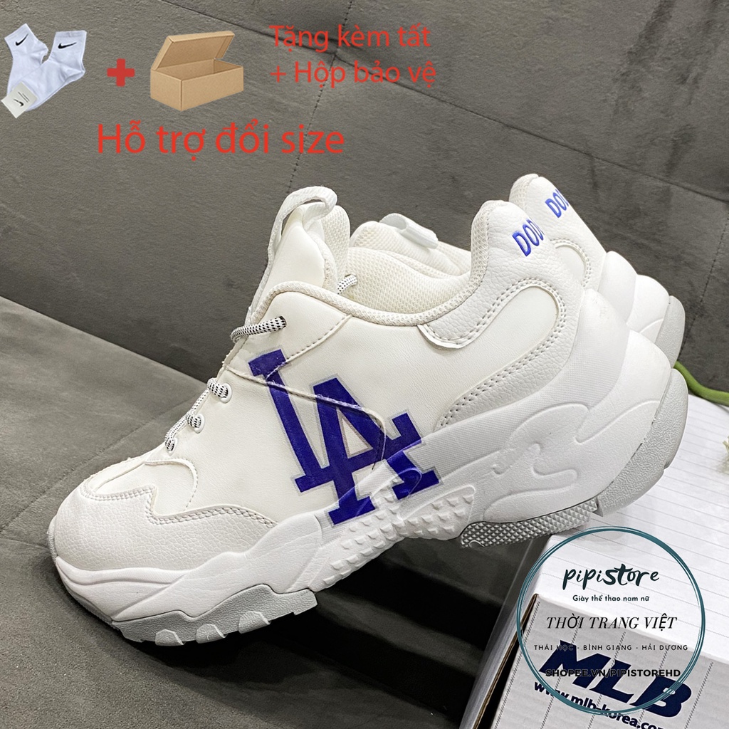 Giày mlb la chữ xanh, giày thể thao mlb la, giày la xanh Full phụ kiện. [pipistore]