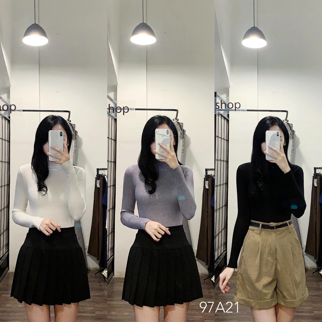 Áo len tăm mỏng cổ lọ dáng ôm nhiều màu - 97A21
