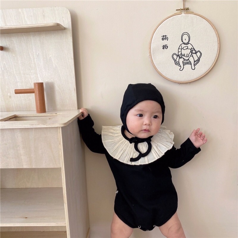 Bodychip dài tay cotton siêu co giãn, cổ bèo cách điệu hàng qccc 6-9kg