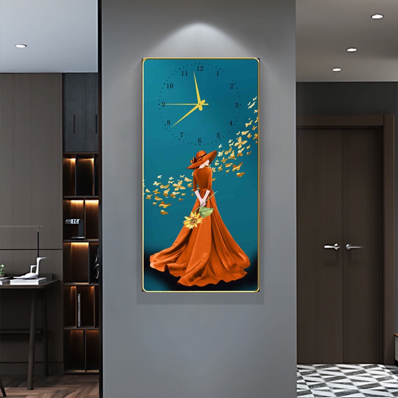 Tranh Đồng Hồ Tráng Gương Đứng Cô Gái 2  Treo Tường/Trang Trí Phòng Khách/ Phòng Làm Việc - Simplehouse