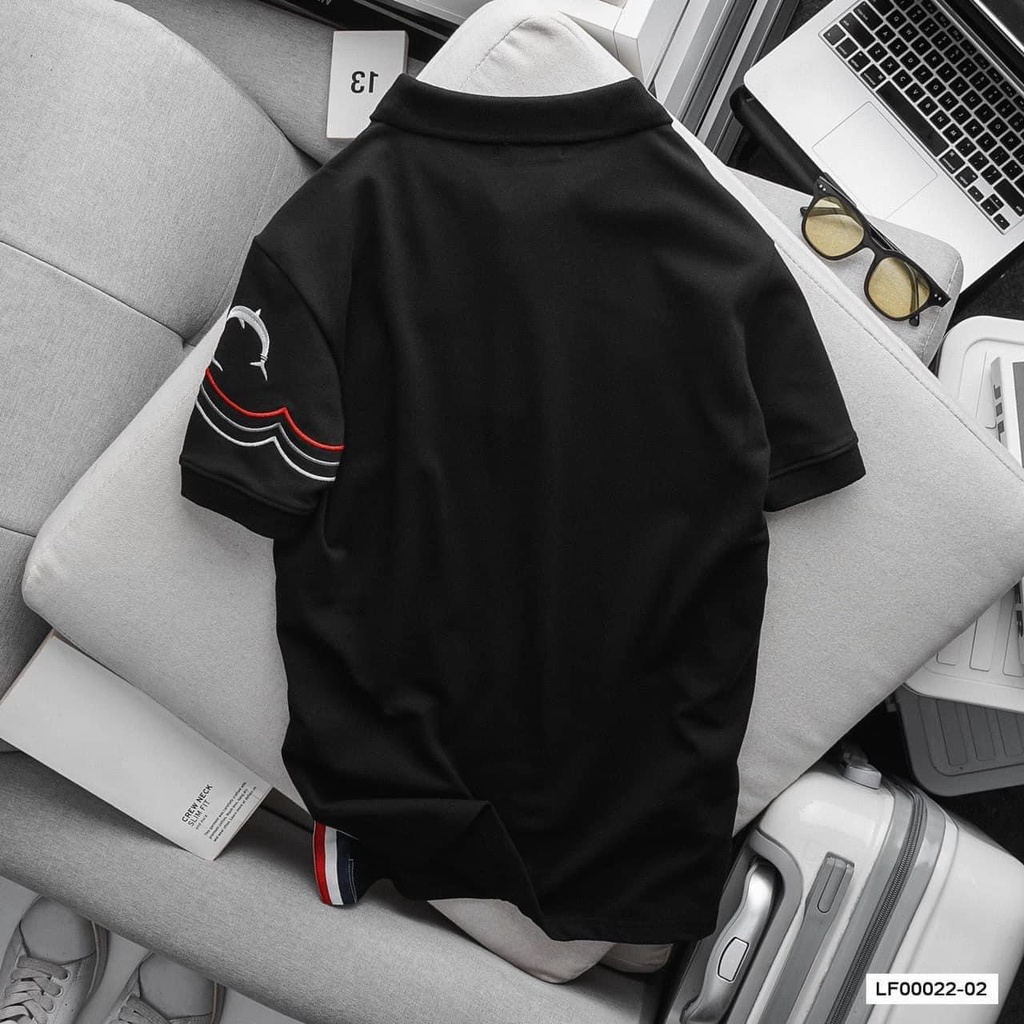 Áo polo nam cá mập chuẩn fom đẹp nét 2 màu cơ bản, áo thom cá mập