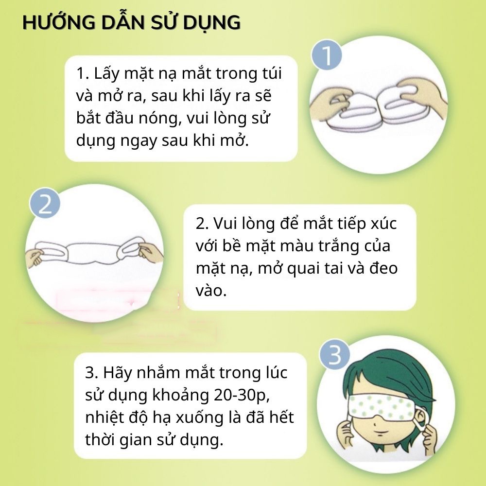 Mặt Nạ Xông Hơi Nóng Thư Giãn Cho Vùng Mắt Giảm Mệt Mỏi, Căng Thẳng, Giúp Ngủ Ngon, Lưu Thông Máu, Mờ Quầng Thâm Mắt