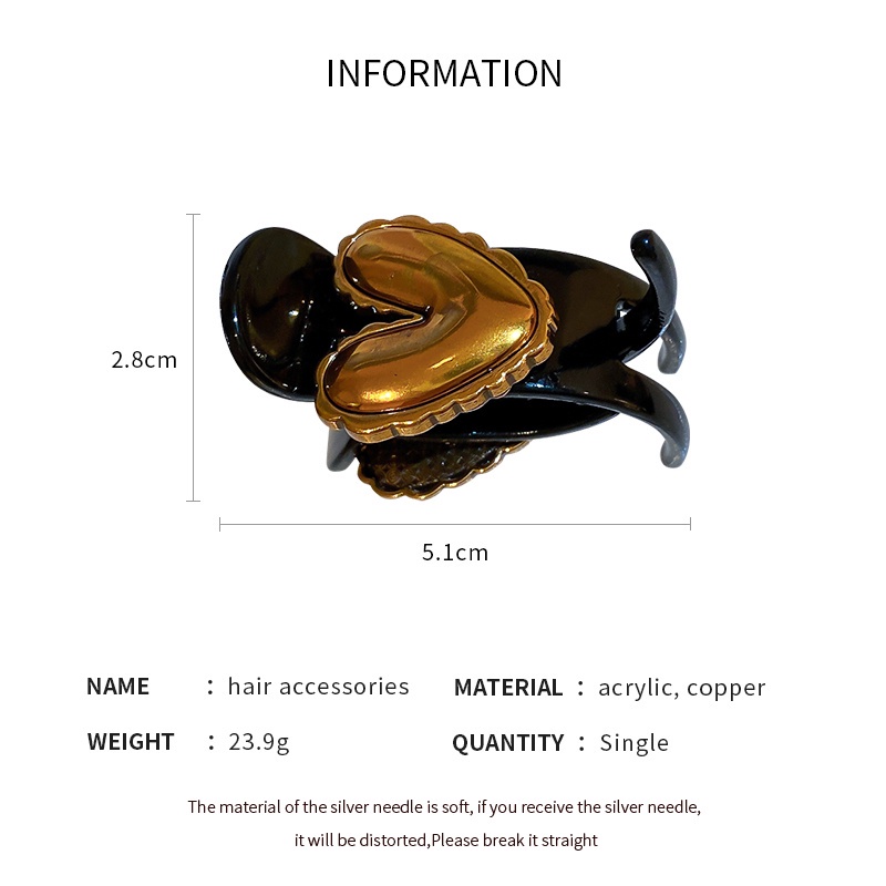 Kẹp Tóc Kim Loại Cố Định Đuôi Ngựa Chống Chảy Xệ Hình Trái Tim Phong Cách Retro Hàn Quốc