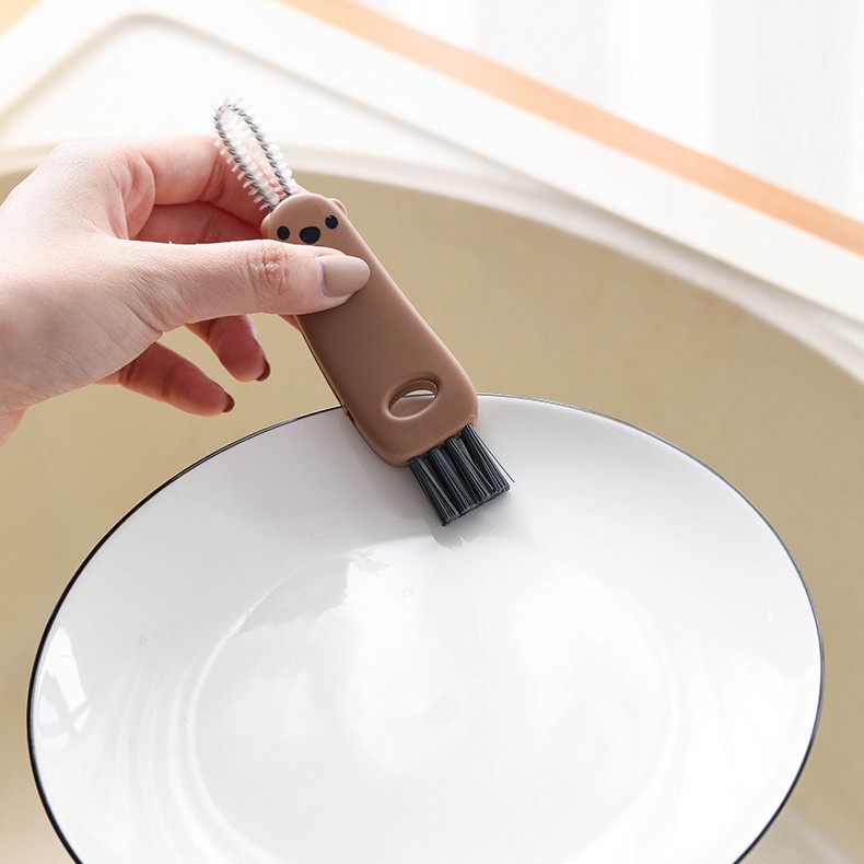 Cọ Vệ Sinh Cốc / Bình Nước / Bàn Phím / Ấm Trà Đa Năng 3 Trong 1 Hình Gấu Hoạt Hình Dễ Thương