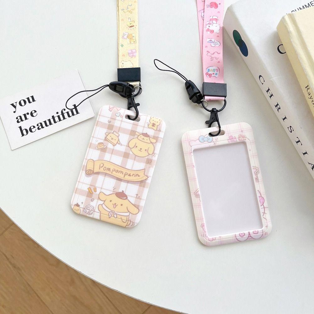 Vỏ Đựng Thẻ ID / Thẻ ID Bằng PC Họa Tiết Mèo Kitty / Cún Melody Kẻ Sọc Dễ Thương Nhỏ Gọn WMES15H