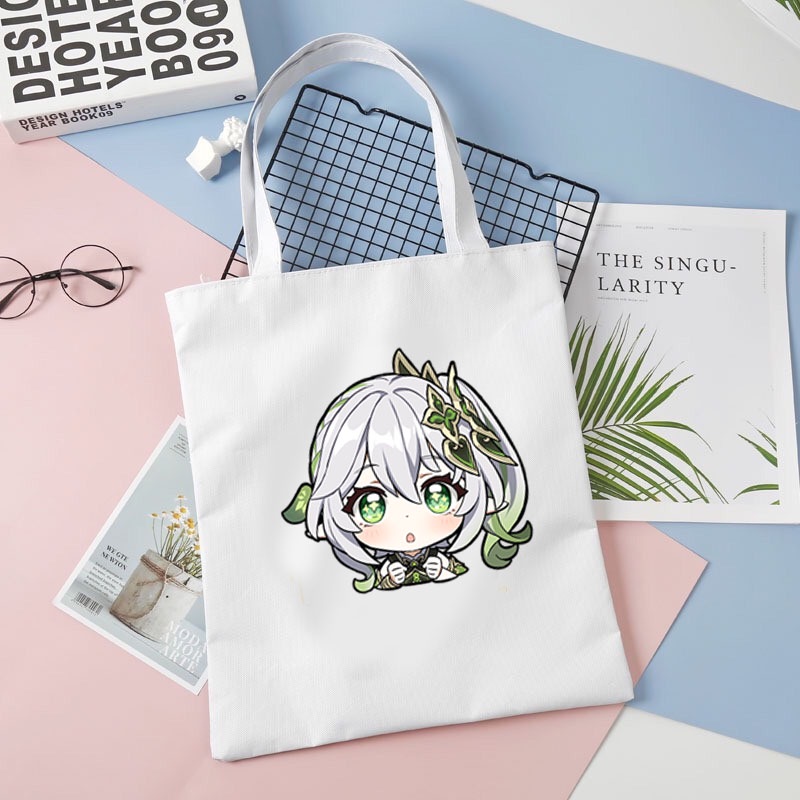 Túi tote vải trắng in hình GENSHIN IMPACT ver SUMERU game anime chibi tiện lợi thời trang đeo vai