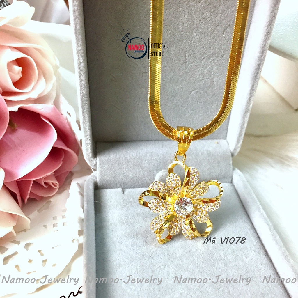 Dây Chuyền V1078 Kiểu Dáng Bông Hoa Đính Đá Cho Nữ Namoo Jerwelry