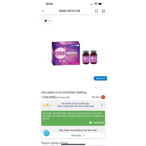 Glutathione 16000mg trắng da mờ thâm giảm nám sạm tàn nhang cải thiện nôi tiết tô