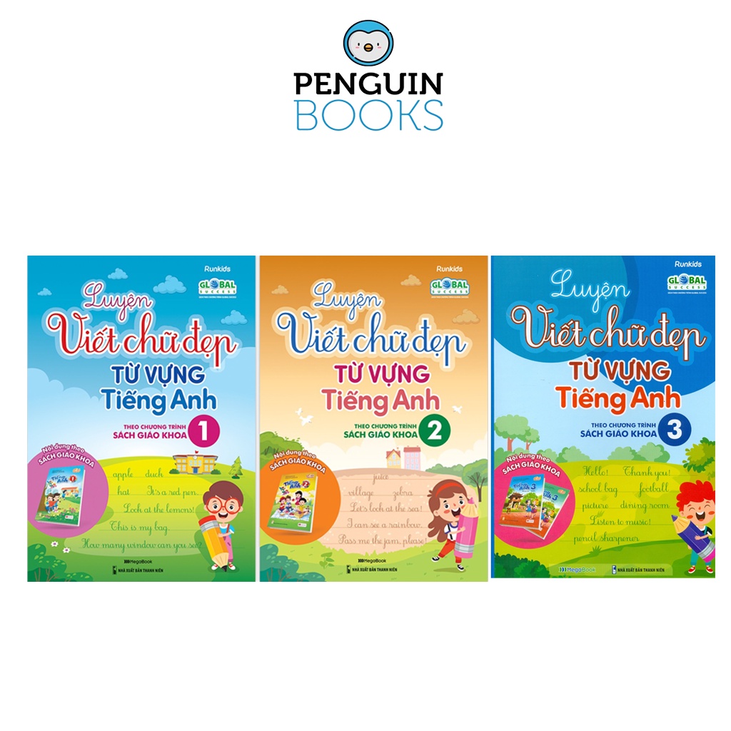 Sách Megabook - Combo Luyện Viết Chữ Đẹp Từ Vựng Tiếng Anh - Theo Chương Trình Sách Giáo Khoa Lớp 1,2,3