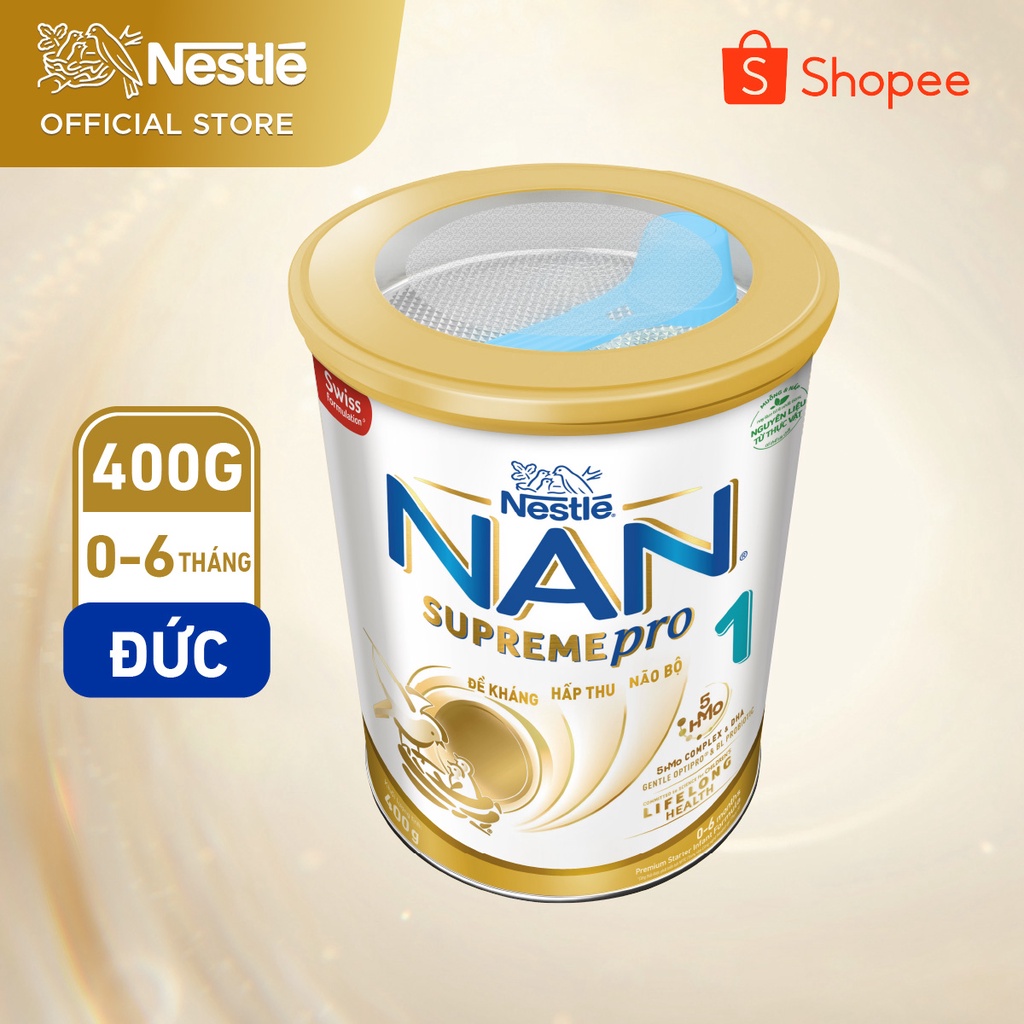 Sữa Bột Nestlé NAN SupremePro 1 lon 400g với 5HMO & đạm Gentle Optipro nhập khẩu nguyên lon từ Đức