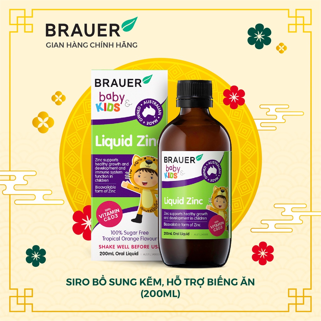 Siro BRAUER ZinC - Kẽm Hỗ trợ Biếng ăn cho trẻ từ 1 tuổi (200ml)