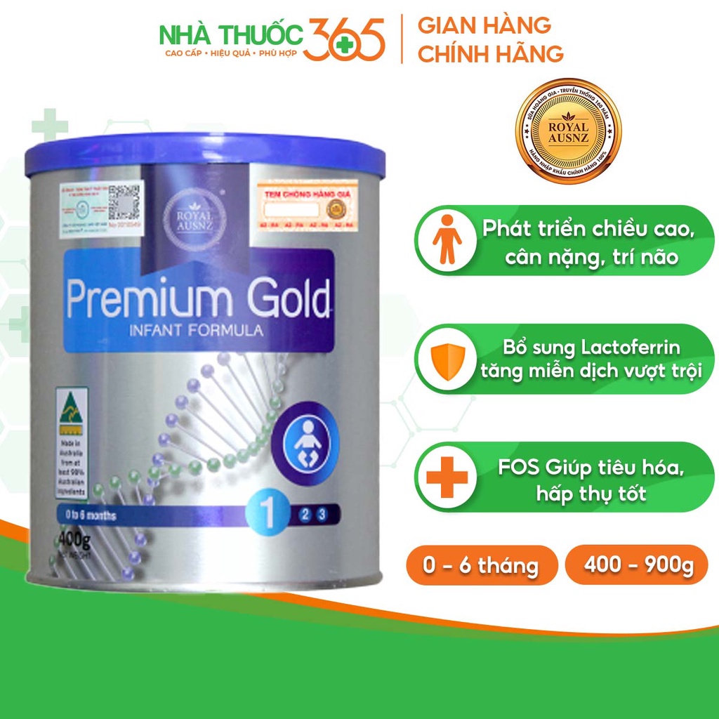 Sữa Bột Hoàng Gia Úc Premium Gold Số 1 Bổ Sung Vitamin, Khoáng Chất Cho Trẻ ROYAL AUSNZ (400g-900g)