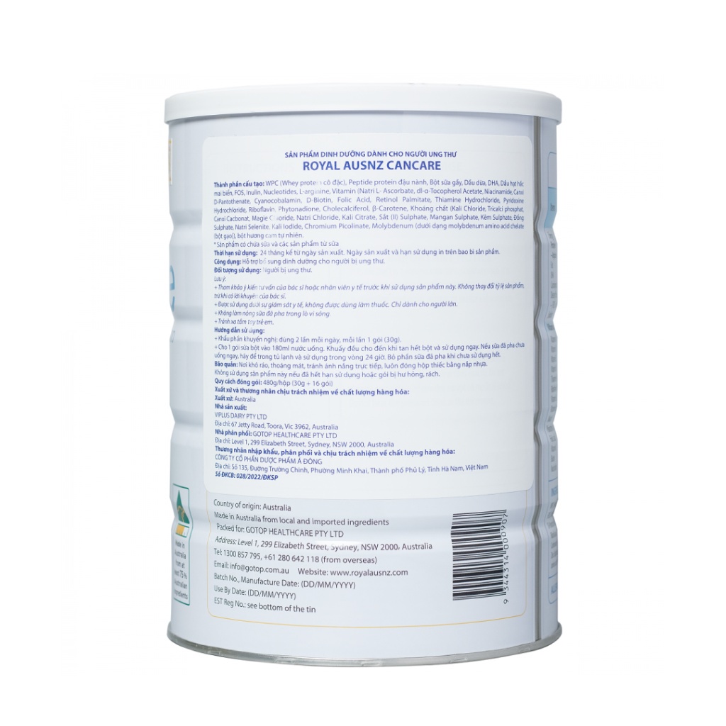 Sữa Hoàng Gia Cancare ROYAL AUSNZ Dinh Dưỡng Chuyên Biệt Dành Cho Người Bệnh Ung Thư 480g