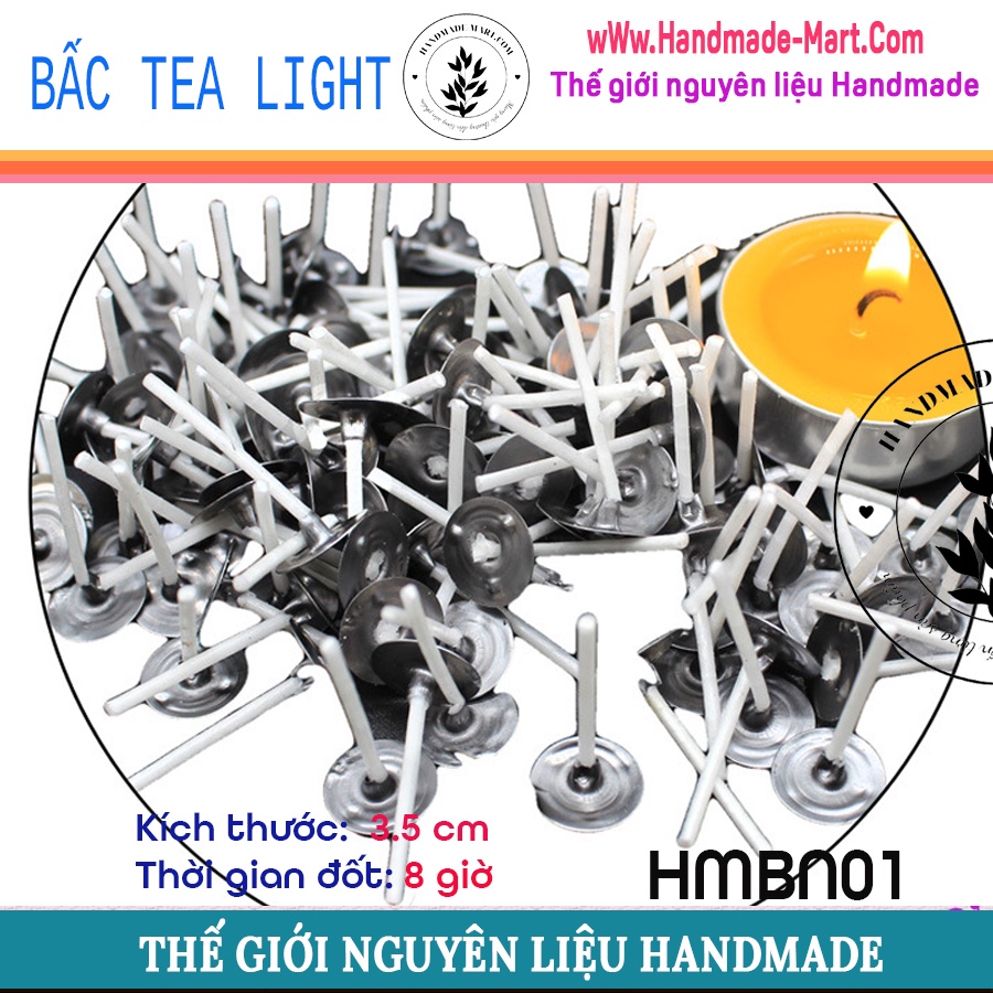 Combo 50 bấc và đế bấc dùng làm nến tealight chuẩn DIY - HMBN01
