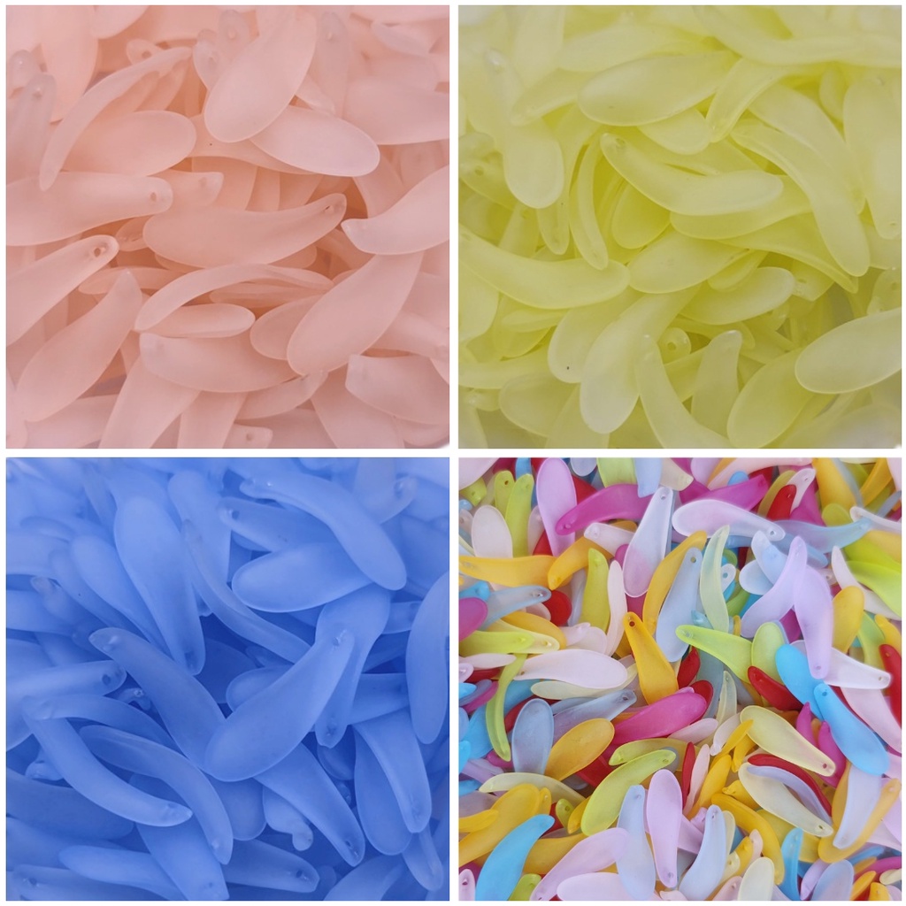 Set 100 Hạt Xỏ Lỗ Hình Cánh Hoa 27 * 9mm / 33 * 10mm Làm Trang Sức Thủ Công