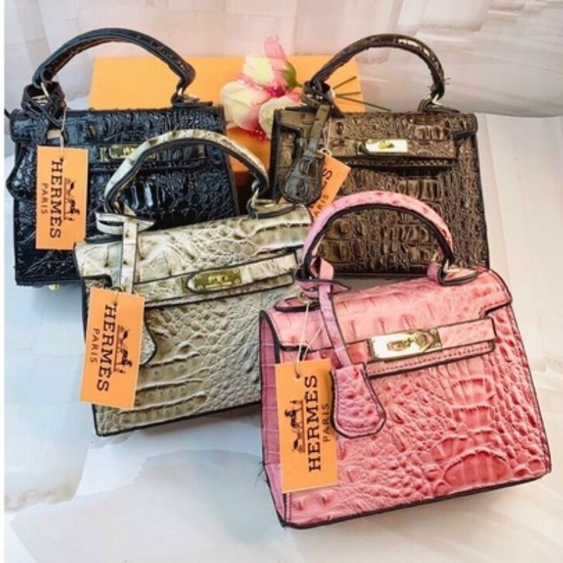 Túi xách HM size 20cm da sần vân cá sấu hàng chuẩn đẹp