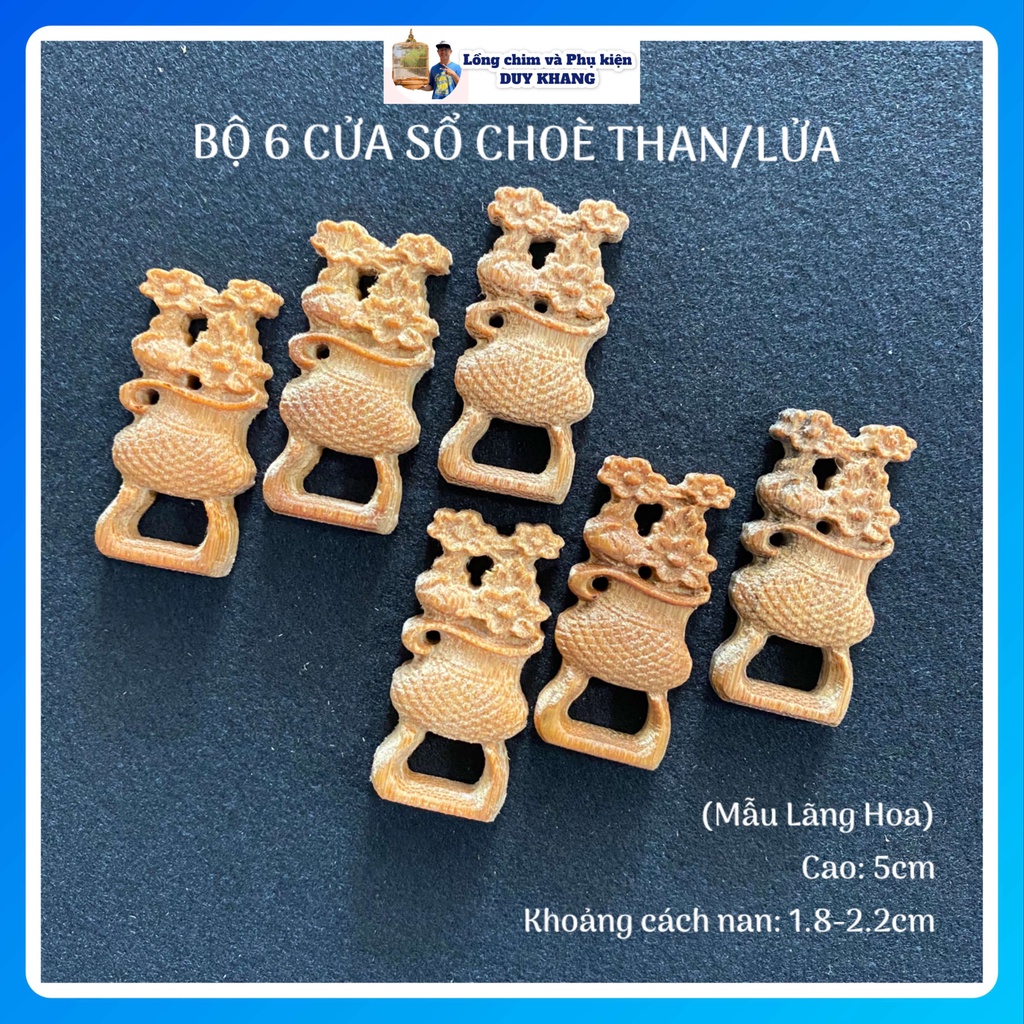 Bộ 6 cửa sổ lồng choè than/choè lửa - mẫu Lãng hoa cao 5cm - phụ kiện lồng chim DUY KHANG