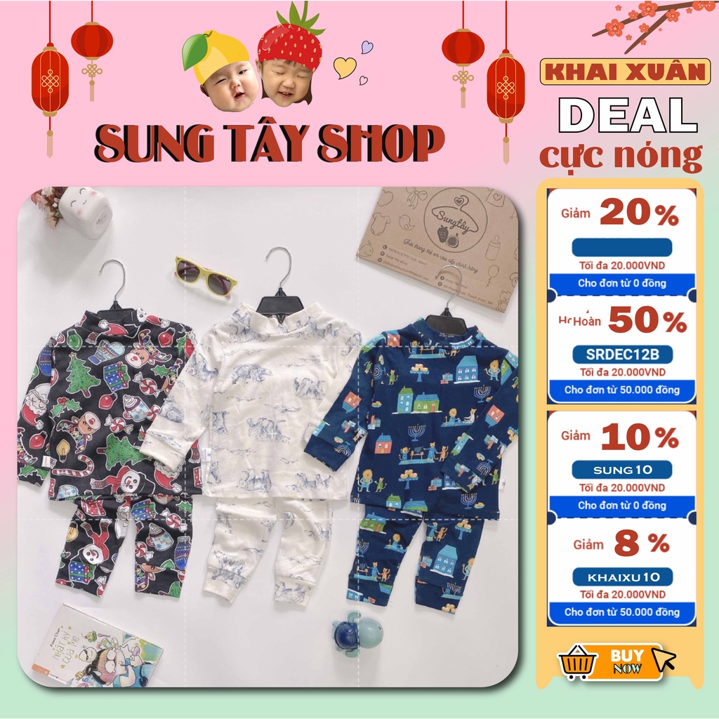 Bé trai Set 3 bộ dài tay cổ 3 phân thu đông cho bé trai 100% cotton (Link 2)