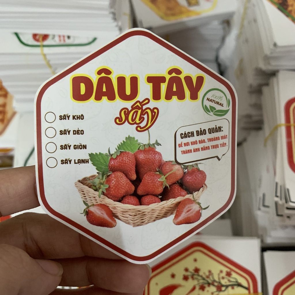 [Hàng Có Sẵn] 110 Tem Dán, Nhãn, Sticker Các Loại Trái Cây Sấy - Tem Cán Bóng, In Sắc Nét - Giá Tốt Trực Tiếp Tại Xưởng