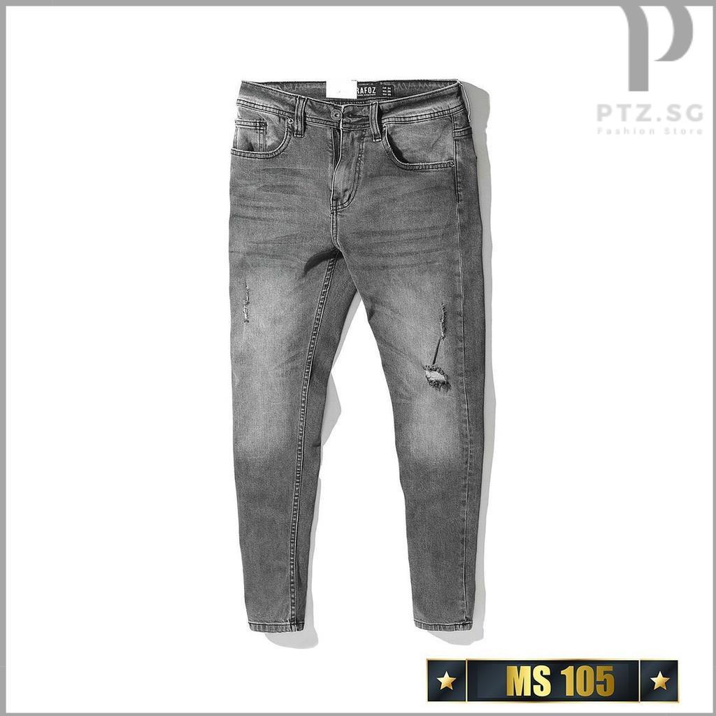 Quần jean nam rách gối màu đen chất bò cao cấp co dãn 4 chiều cực đẹp rin trơn from dáng skinny đẹp LEPHG QB50