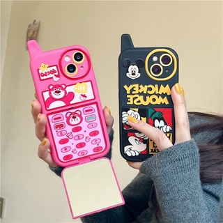 NOKIA DISNEY Ốp Điện Thoại Mềm Nắp Lật Mặt Gương In Hình Mickey / lotso Dễ Thương Cho iPhone 14 13 12 11 Pro Max 14promax