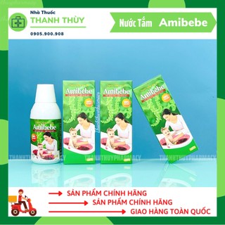 AMIBEBE [Chai 250ml] Nước Tắm Thảo Dược Cho Trẻ Sơ Sinh Và Trẻ Nhỏ Phòng Và Hỗ Trợ Rôm Sảy, Mụn Nhọt, Lở Ngứa