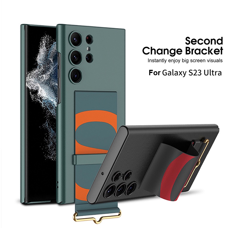 Ốp Điện Thoại Bằng Da Có Dây Vòng Tay Cho Samsung Galaxy S23 / S23 Plus / S23 Ultra