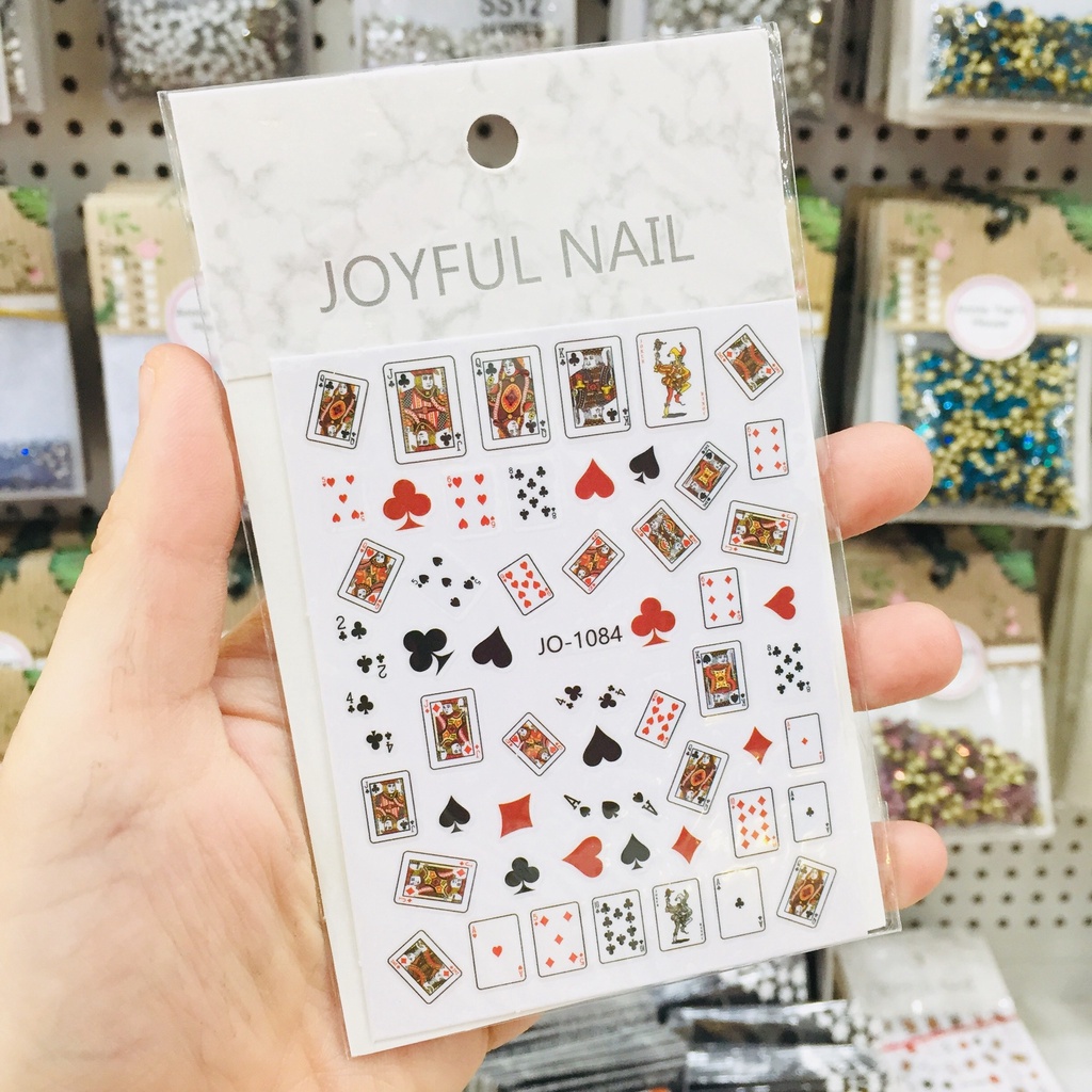 Sticker dán móng, nail sticker thương hiệu, sticker bướm, lá bài nhiều mẫu xinh xắn, dụng cụ làm móng