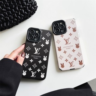 Ốp Điện Thoại Da Mềm Họa Tiết Thỏ Xinh Xắn Dành Cho iPhone 11 / 12 / 13 / 14 / Pro / Max / Plus