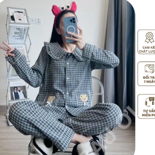 BỘ NGỦ NỮ DÀI TAY THU ĐÔNG PHONG CÁCH DỄ THƯƠNG - BỘ BẦU TRƯỚC VÀ SAU SINH - QUẦN ÁO BẦU ĐẸP