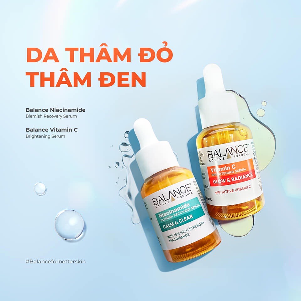 Serum Balance Active Formula Niacinamide 15% và Vitamin C giúp ngừa mụn mờ thâm