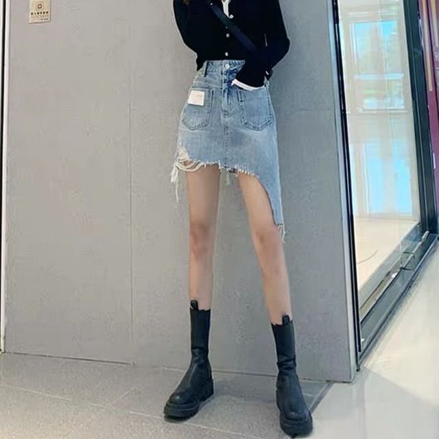 ⭐Giảm Giá Lớn Thanh Lý Giảm Giá⭐Chân váy jean Chữ A Lưng Cao Thiết Kế Mới Thời Trang Mùa Hè Dành Cho Nữ