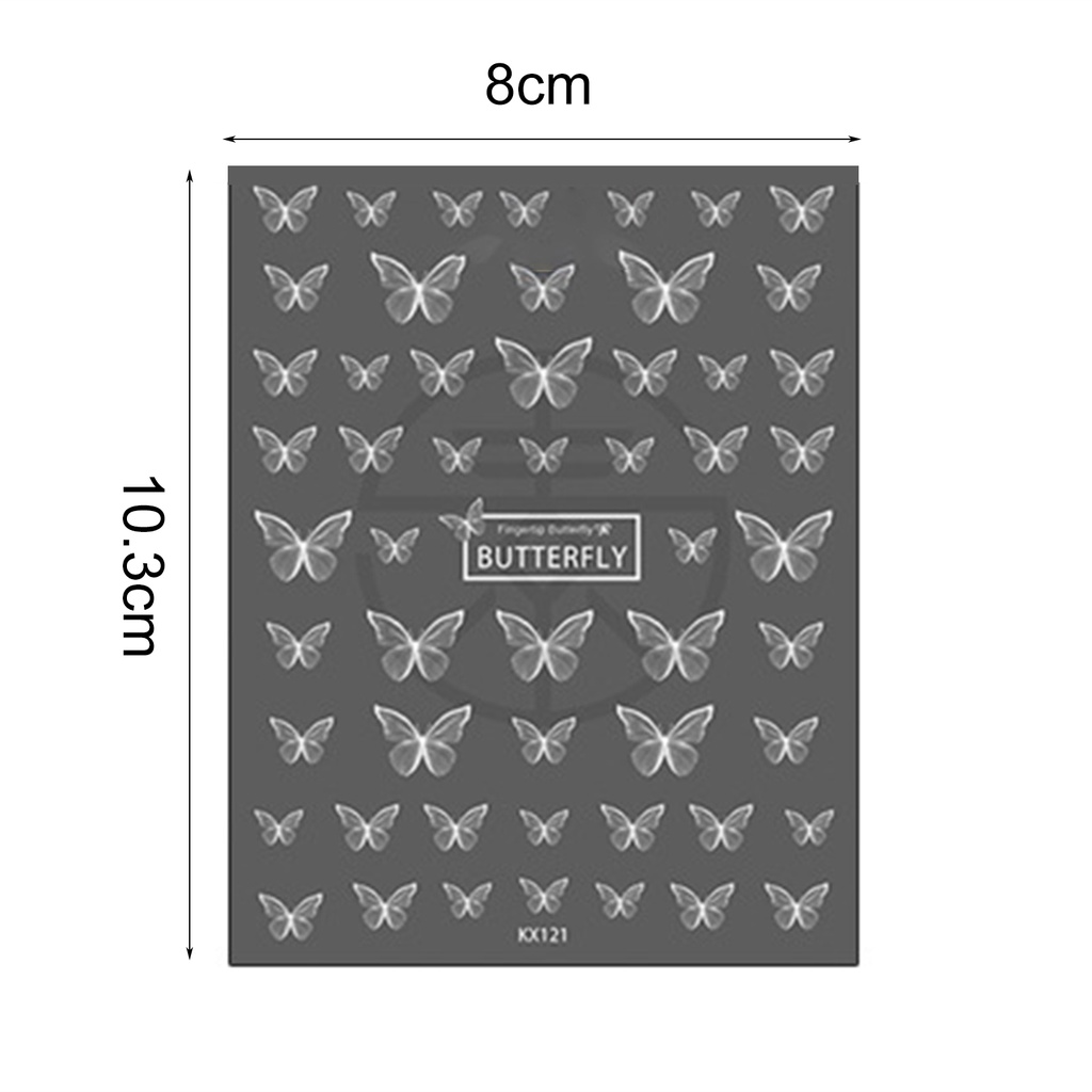 Miếng Dán Trang Trí Móng Tay Hình Bướm Màu Trắng Thông Dụng Dễ Sử Dụng Cho Nữ