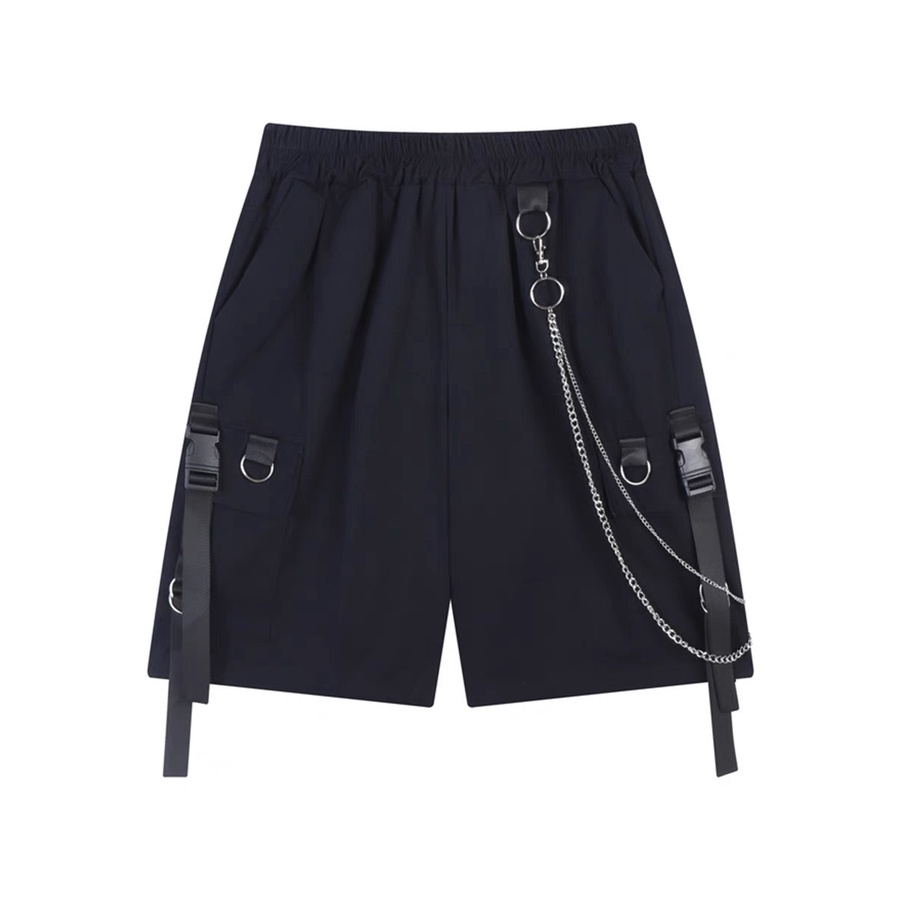 Quần short khuy cài, from rộng unisex,cạp chun, có kèm xích, phong cách cá tính, vải kaki, freesize HOT