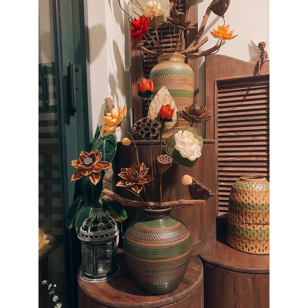 Bình Hoa gốm mộc cao cấp - Bình Cao 30-50cm - Bình hoa chọn lọc mỗi mẫu chỉ có 1,2 Bình cao 30-50 cm