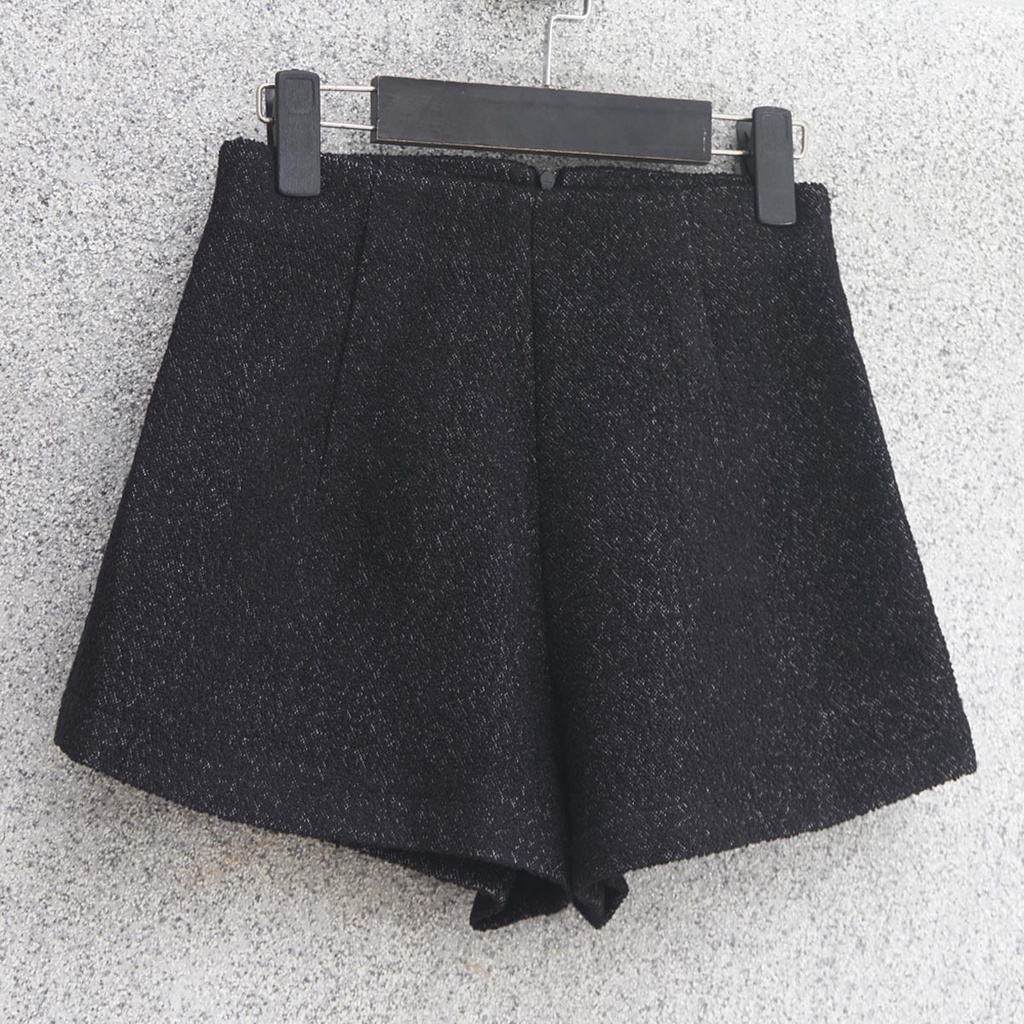 Quần short ngắn có dây kéo lưng thời trang GAGO màu đen GO4238