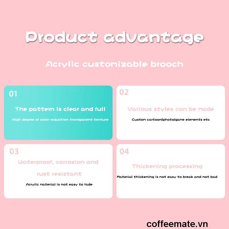 【coffeemate】⚡ Acrylic Trâm Sáng Tạo Hoạt Hình Dễ Thương Thổ Cẩm Túi Cá Tính Quần Áo Phụ Kiện Huy Hiệu