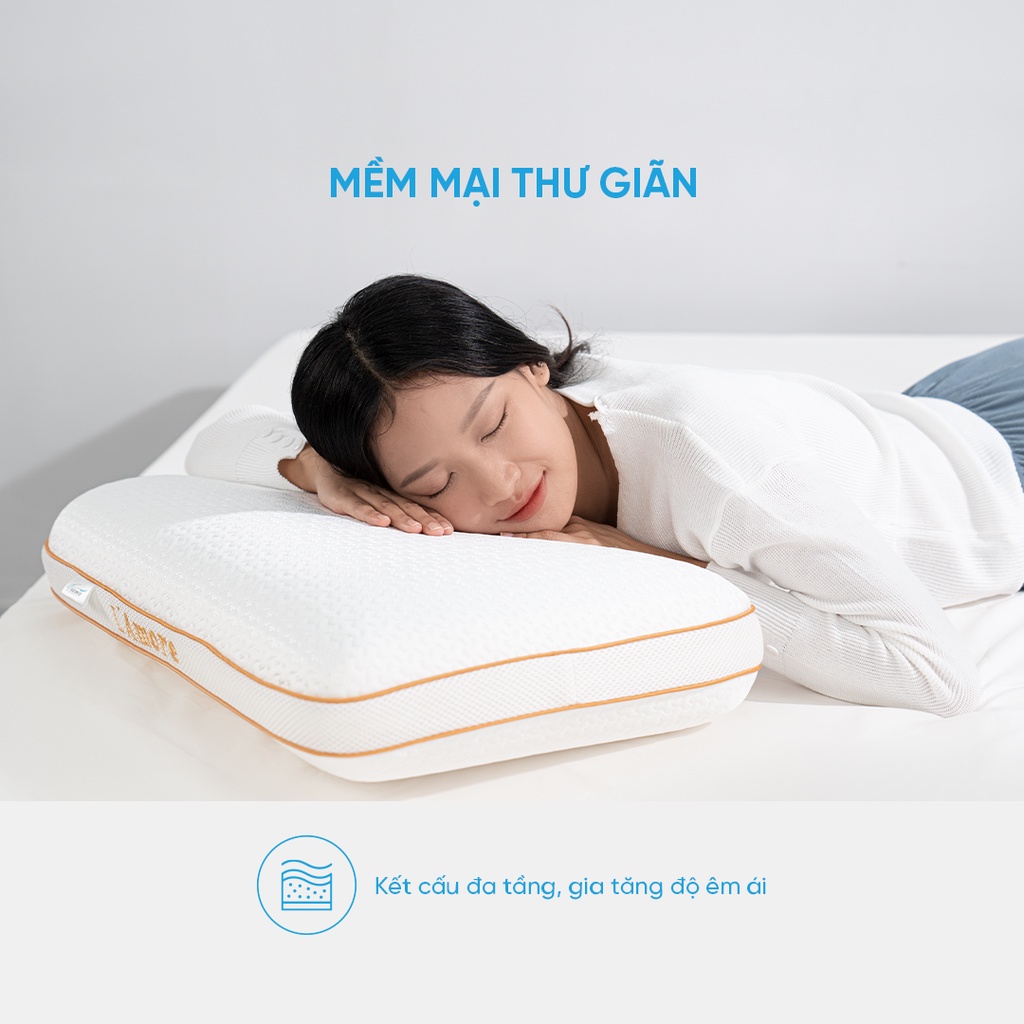 Gối ngủ Foam cao cấp Doona L'Amore Gel Cool 55*35*10cm êm ái gấp bội mát lạnh tối đa hàng chính hãng Vua Nệm