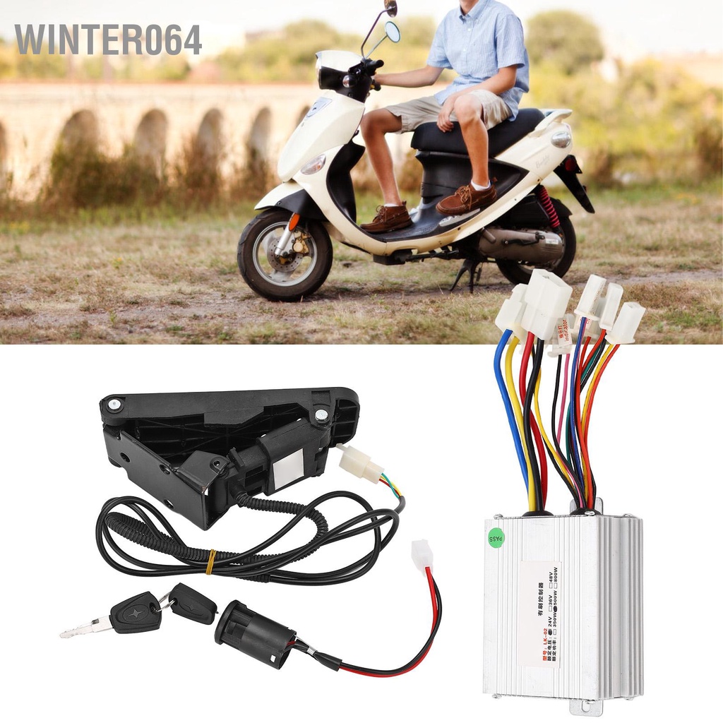 Winter064 Bộ điều khiển động cơ tốc độ 24V 500W và bàn đạp ga có phím khóa cho xe điện Scooter