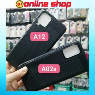 Ốp lưng dẻo vân giả da Samsung Galaxy A12, A02S chống sốc Auto Focus ( Đen )