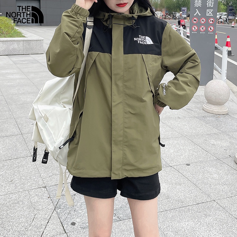 Áo Khoác Gió Có Mũ Trùm Thêu Logo The North Face Cá Tính Cho Các Cặp Đôi