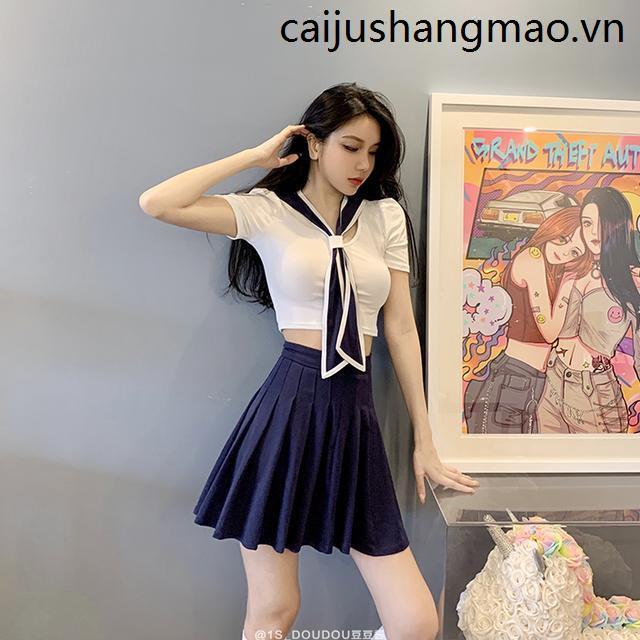 Set Áo Thun Ngắn Tay + Chân Váy Đồng Phục Thủy Thủ Thời Trang Mùa Hè Cho Nữ